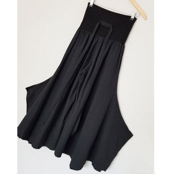 DRAGONFLY Fair Trade Wide Leg High Waist Tie Belt Palazzo Pant M Black Lagenlook - Picture 8 of 15